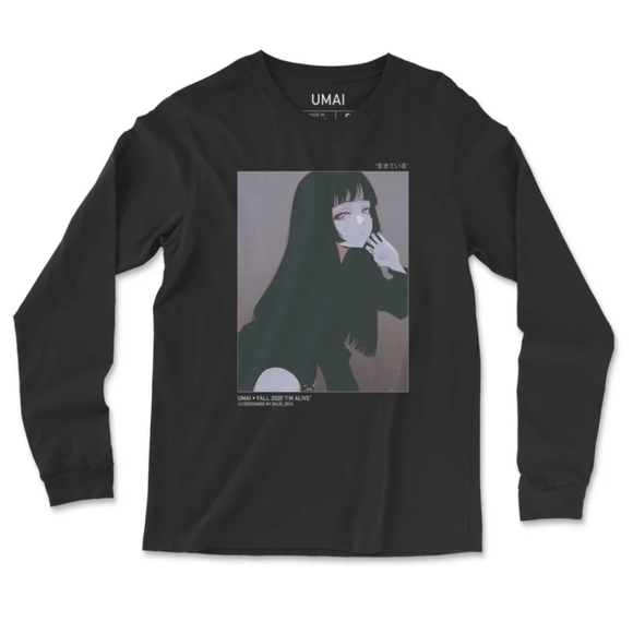 umai Tops - UMAI “I’m Alive” Long Sleeve Anime T-Shirt – Medium